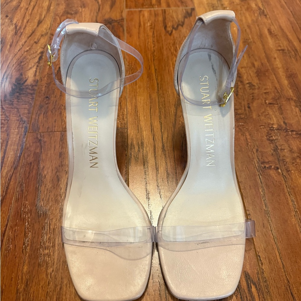 Stuart Weitzman Women's Nude Heels with Clear Straps